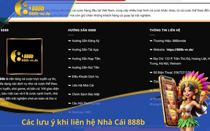 Các lưu ý khi liên hệ Nhà Cái 888b